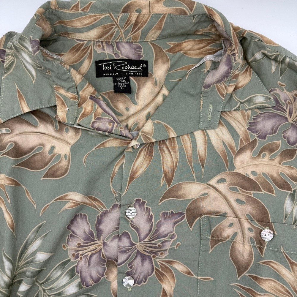 Tori Richard Hawaiian Shirt Floral Print Button Up‎ Short Sleeve Mens XL